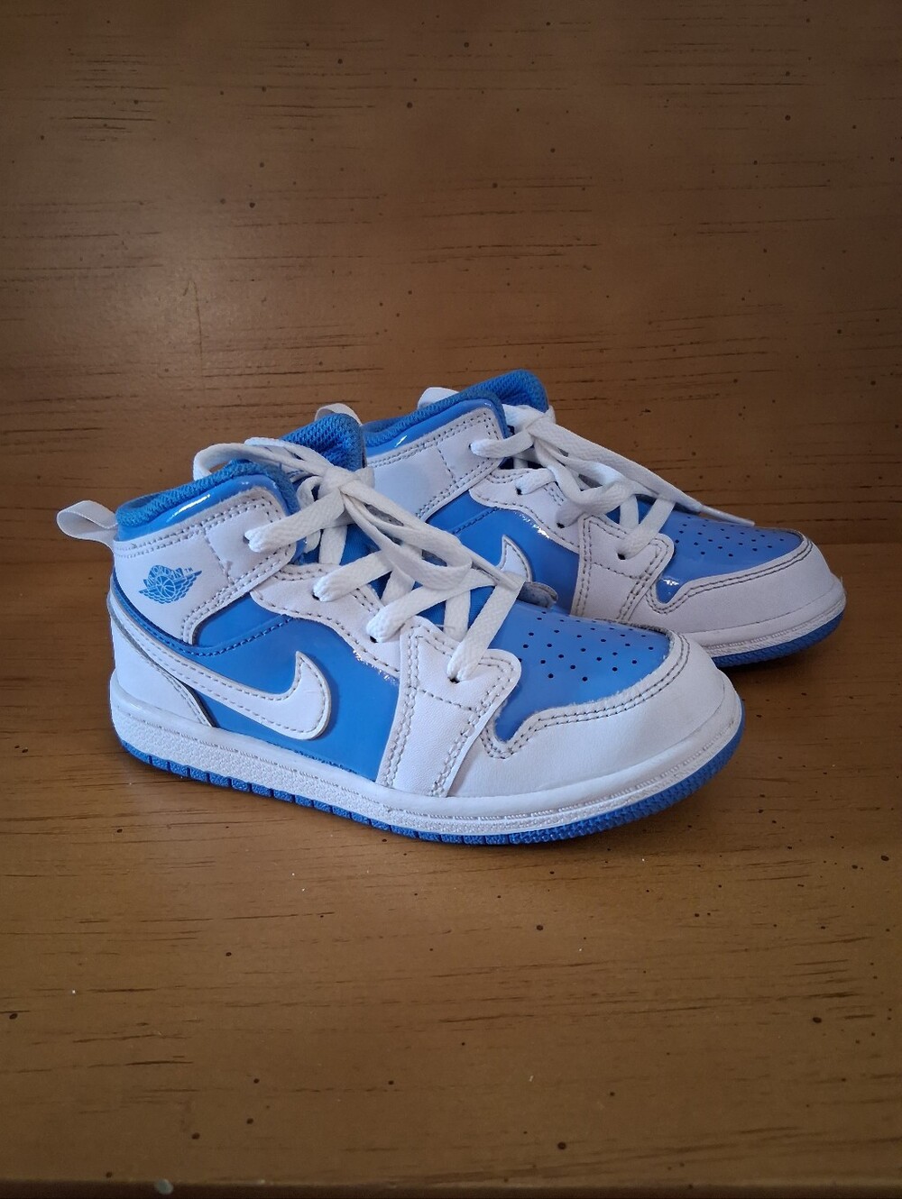 Jordans Kids White and Blue High-Top Athletic Sneakers - Nike-style